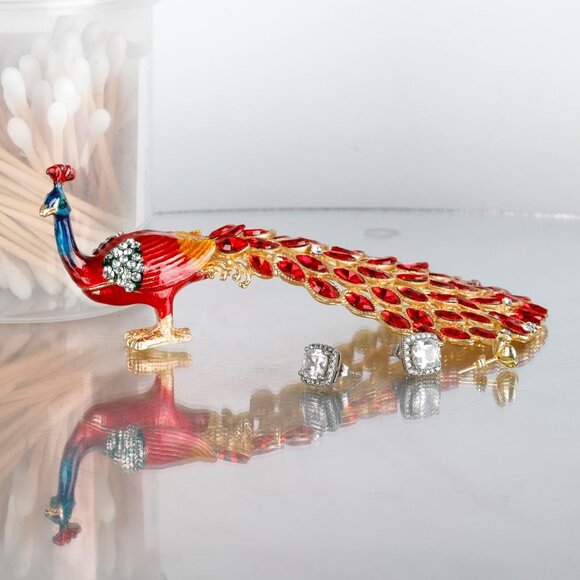 Neiman Marcus Hand-Painted Enameled Peacock Collectible Figurine - Picture 1 of 6